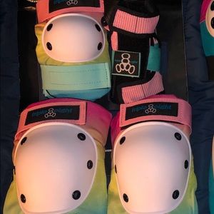 Triple 8 knee pads, elbow pads and wrist guards.